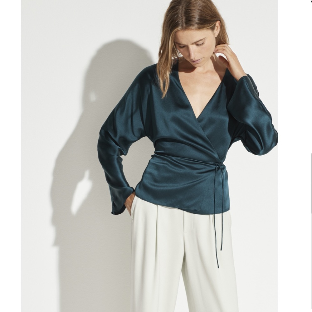 NWOT Vince silk wrap top